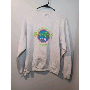 Vintage Santee Hard Rock Cafe Orlando Neon 90s Embroidered Sweatshirt Size Med